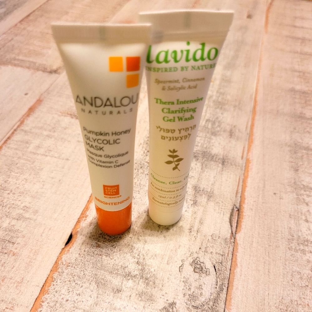 New ANDALOU/lavido mask & gel wash bundle w deluxe sample